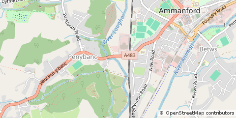 Map of Ammanford, Dyfed