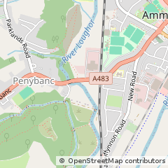 Map of Ammanford, Dyfed