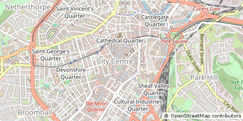 Map of Sheffield, South Yorkshire