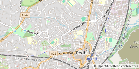 Map of Redhill, Surrey