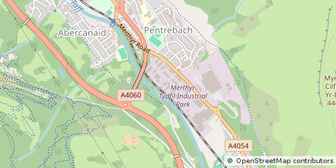 Map of Pentrebach, Merthyr Tydfil