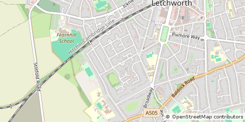 Map of Letchworth Garden City, Hertfordshire