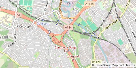 Map of Gateshead, Tyne and Wear