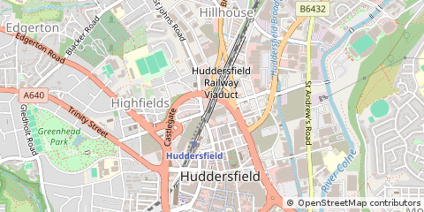 Map of Huddersfield, West Yorkshire