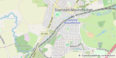 Map of Stansted, Essex