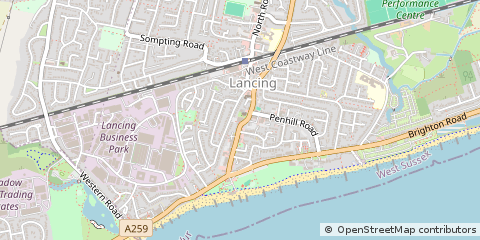 Map of Lancing, West Sussex