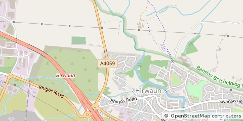 Map of Hirwaun, Mid Glamorgan
