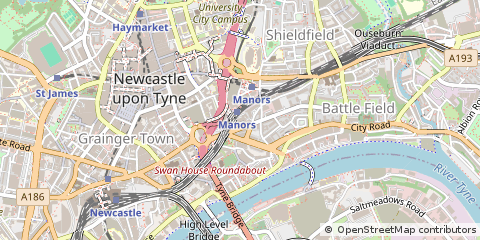 Map of Newcastle Upon Tyne, Tyne and Wear