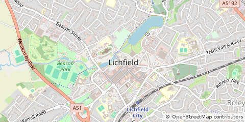 Map of Lichfield, Staffordshire