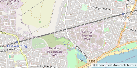 Map of Lancing, West Sussex