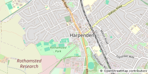 Map of Harpenden, Hertfordshire