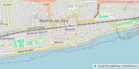 Map of Bexhill on SEA, East Sussex