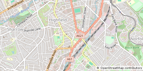 Map of Sheffield, South Yorkshire