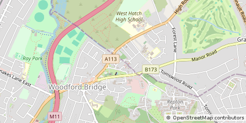 Map of Woodford Green, Essex