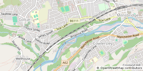 Map of Huddersfield, West Yorkshire