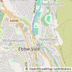 Map of Ebbw Vale, Blaenau Gwent