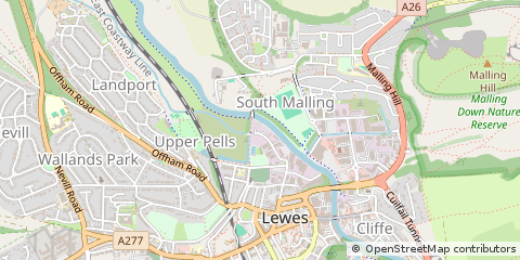 Map of Lewes, East Sussex