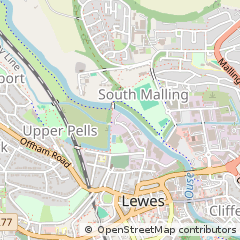 Map of Lewes, East Sussex
