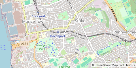 Map of Plymouth, Devon