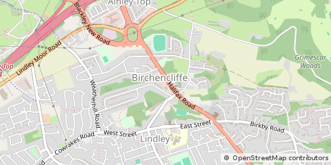 Map of Huddersfield, West Yorkshire