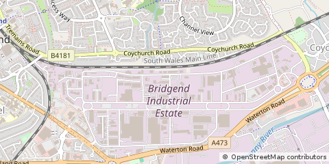Map of Bridgend, Mid Glamorgan