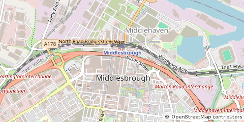 Map of Middlesbrough, North Yorkshire