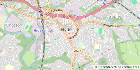 Map of Hyde, Cheshire