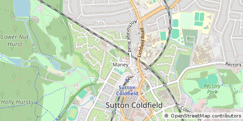 Map of Sutton Coldfield, West Midlands
