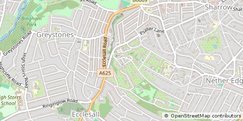 Map of Sheffield, South Yorkshire