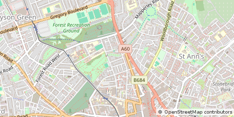 Map of Nottingham, Nottinghamshire