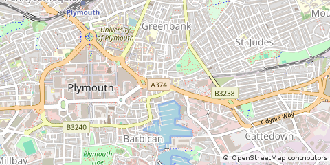 Map of Plymouth, Devon