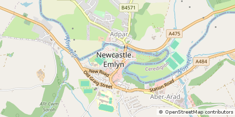 Map of Newcastle Emlyn