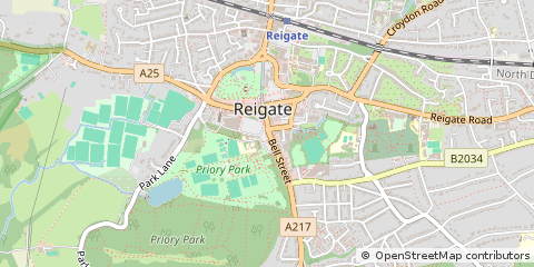 Map of Reigate, Surrey