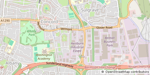 Map of Washington, Tyne & Wear