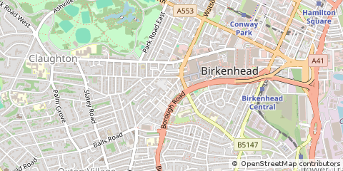 Map of Birkenhead, Merseyside