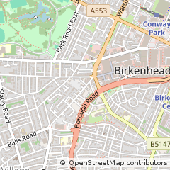 Map of Birkenhead, Merseyside