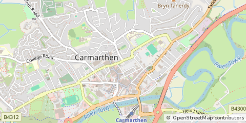 Map of Carmarthen, Carmarthenshire