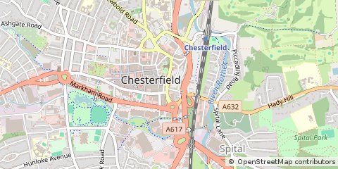 Map of Chesterfield, Derbyshire