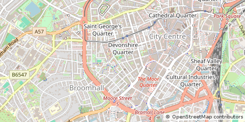 Map of Sheffield, South Yorkshire