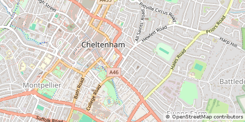 Map of Cheltenham, Gloucestershire