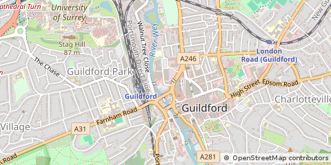 Map of Guildford, Surrey