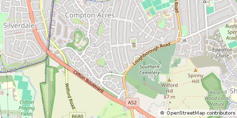 Map of Nottingham, Derbyshire