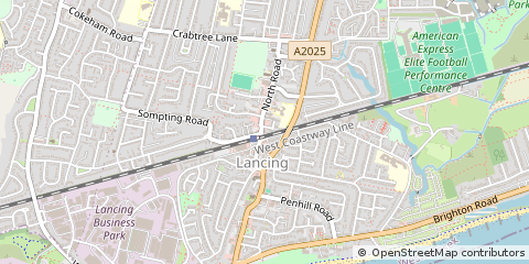 Map of Lancing, West Sussex