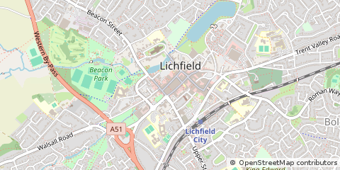 Map of Lichfield, Staffordshire