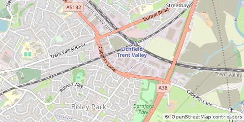 Map of Lichfield, Staffordshire