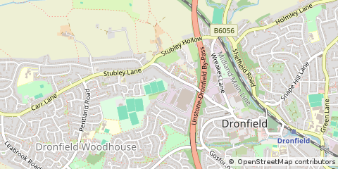 Map of Dronfield, Derbyshire