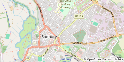 Map of Sudbury, Suffolk