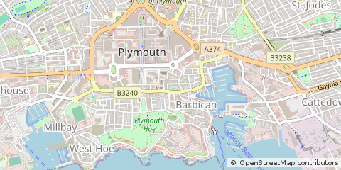 Map of Plymouth, Devon