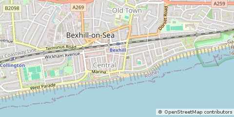 Map of Bexhill on SEA, East Sussex