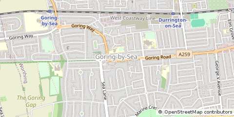 Map of Worthing, West Sussex